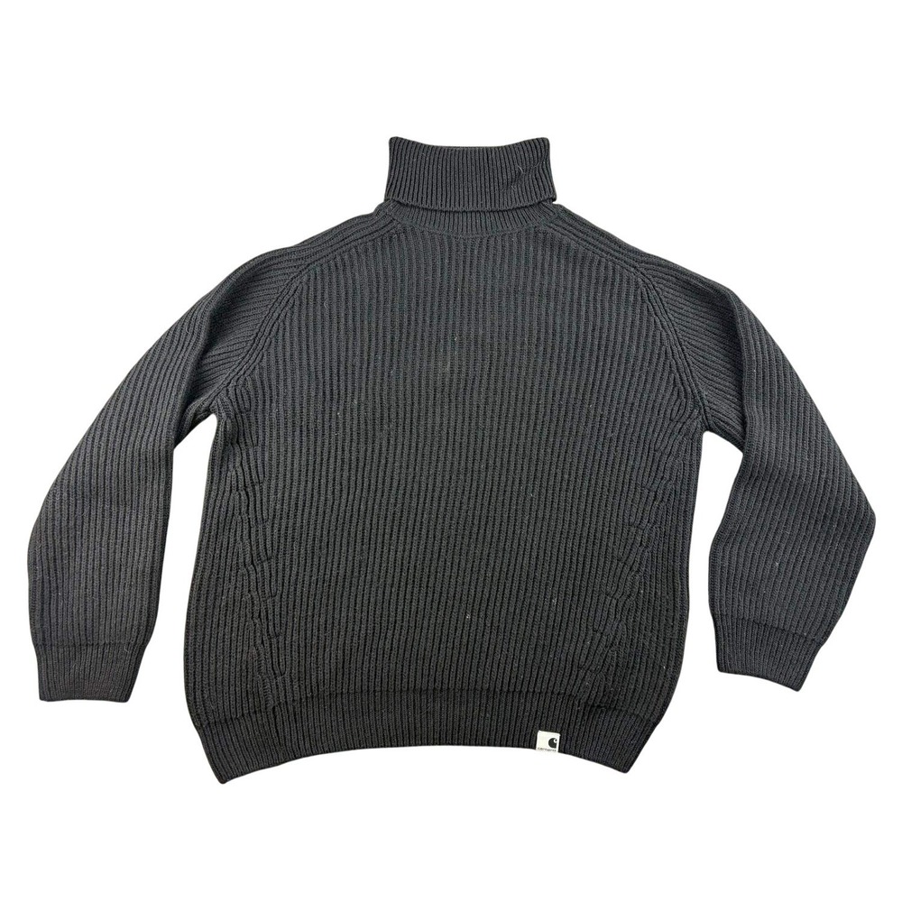 Carhartt WIP Mia Sweater‎ Women M Black Turtleneck Wool Blend Rib Knit Oversize